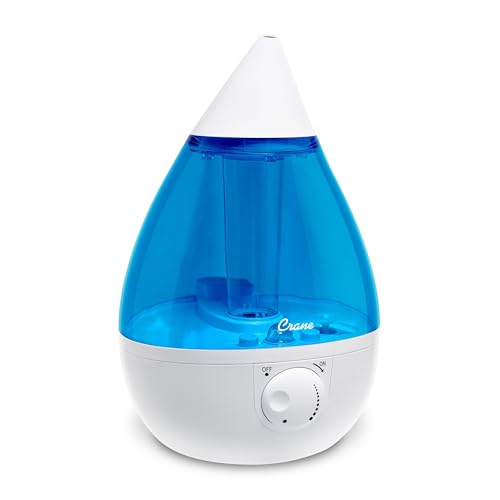 Crane Ultrasonic Cool Mist Humidifier for Bedroom, Baby Nursery, Kids Room, Plants, or Office, Large 1 Gallon Tank, Filter Optional, Blue and White - color: Blue & White