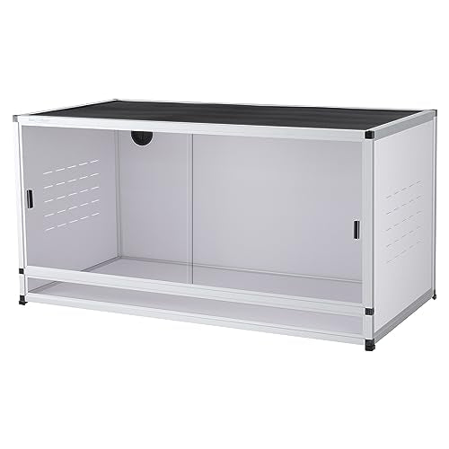 PVC Reptile Enclosure 76 Gallon ToxiRium Large Reptile Terrarium 44''x20''x20 Tank for Bearded Dragon Gecko Lizard Snake,Wide Breeding Lounge Vivarium Area with Sliding Doors Lock - size: 44x20x20'' - 76 Gallon - 1pc