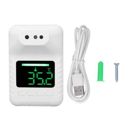 Wall Mounted Infrared Forehead Thermometer, Non Electronic Digital Wall Thermometer, USB Charging or Battery Operated, Wall Mounted Thermometer for Offices, Factories, Schools,