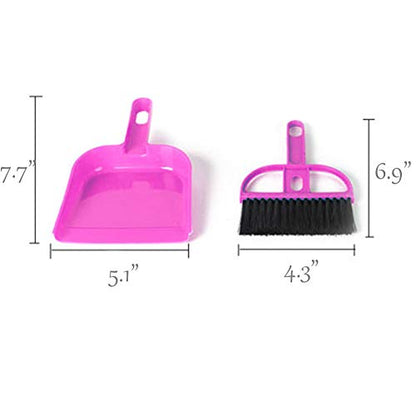 SEIS 3 Pack Hamster Mini Dustpan and Broom Set Guinea Pig Classical Besom Chinchillas Sweeper Cavy Cage Clean Hedgehogs Scooper for Small Animal (Pink) - color: Pink