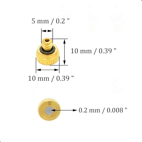 10Pcs Brass Misting Nozzle - 0.008" Orifice (0.2mm) Dia 10/24 UNC Replacement Heads for Outdoor Cooling System (0.2mm) - size: 0.2mm