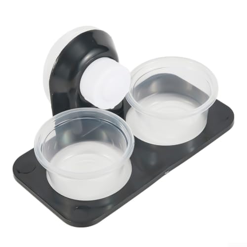 ABS Terrarium Feeder Bowl and Water Dish Rack for Reptiles, Wall Mounted Holder Fits Glass or for acrylic Tanks, Stable and Space Saving, Detachable Design for Easy Cleaning(Double boxes-Suction cup) - size: Double boxes-Suction cup