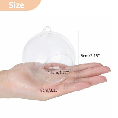 NUPTIO Hanging Glass Candle Holders, Set of 12 Globe Tealight Holders | 3.15 Inch Clear Glass Orbs, Hanging or Table Display, DIY Terrarium Craft, Garden Decor, Gift Idea - size: 3.15 inches
