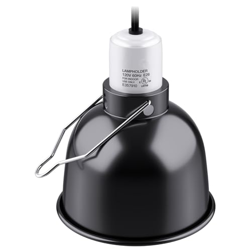 Reptile Light Fixture – 5.5'' Dome Lamp with Ceramic Socket, Reptile Heat Lamp Fixture for Heat Emitter & Basking Bulbs, for Bearded Dragon, Snake, Chameleon, Turtle & Terrarium Tank Accessories - style: 5.5'' Dome