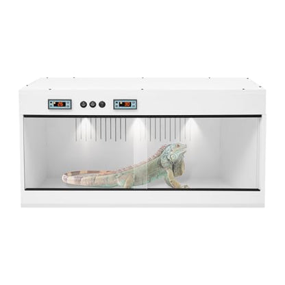 PVC Reptile Terrarium Tanks Enclosure for Chameleons Lizards Snakes, Reptile Pet Breeding Box ReptileHabitat with Two Independent Temperature Control and Glass Sliding Door (White) - color: White
