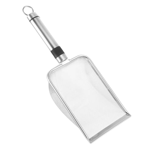 Stainless Steel Cat Litter Scoop and Reptile Litter Shovel with 1.5x1.5mm Mesh Sifter for Pet Waste Cleaning and Small Animal Bedding Maintenance