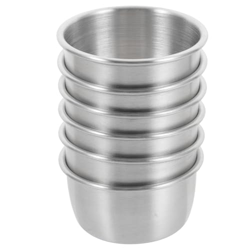 GANAZONO 6-Pack Stainless Steel Reptile Water Dish 2.16In Metal Feeding Cups for Lizards Turtles Geckos Reptile Tank Accessories Water and Food Bowl for Terrarium