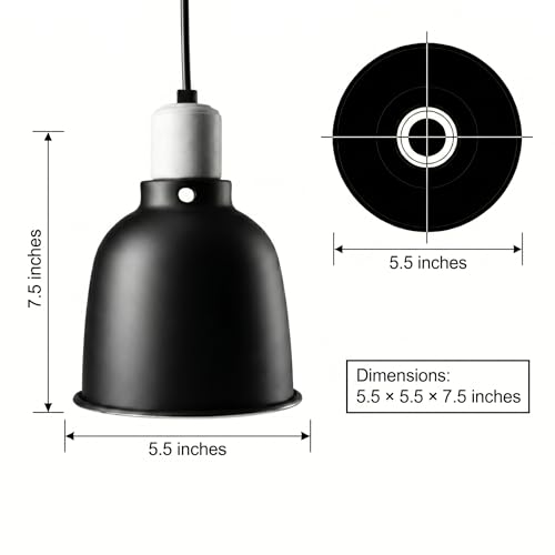 Reptile Light Fixture, 5.5 Inch Deep Dome Light Fixture for UVA/UVB Heat Lamp, Reptile Heat Basking Bulb, Optical Reflection Heat Lamp Fixture Cover for Reptile Glass Tank Terrariums - size: Deep Dome
