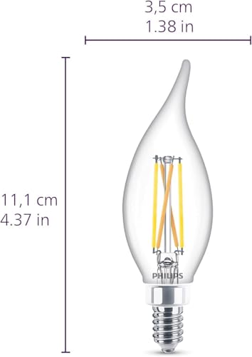 PHILIPS LED 40W BA11 E12 Base 3-Pack Ultra Definition Daylight (5000K) 300 Lumen (3.5W = 40W) Dimmable Clear Flicker-Free Candelabra Light Bulbs - color: Daylight (5000k)