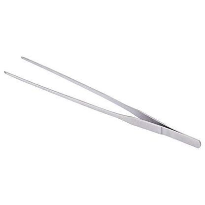 OIIKI Stainless Steel Polished Extra-Long 10.6 inch Tongs Tweezers | Long Tweezers with Precision Serrated Tips for Garden, Kitchen, Indoor & Outdoor - size: 10.6 inch Straight (1 PCS)