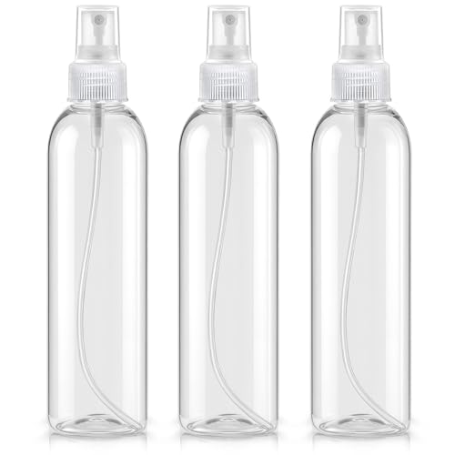Bar5F Clear Plastic Spray Bottles, 8.5 oz / 250 ml, 3-Pack | Refillable Water Spray Bottle Set, Fine Mist Spritzer for Hair, Plants & Beauty Use, Empty Reusable, BPA-Free Plastic Bottles