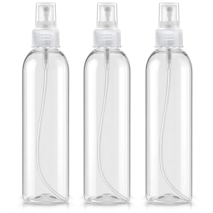 Bar5F Clear Plastic Spray Bottles, 8.5 oz / 250 ml, 3-Pack | Refillable Water Spray Bottle Set, Fine Mist Spritzer for Hair, Plants & Beauty Use, Empty Reusable, BPA-Free Plastic Bottles