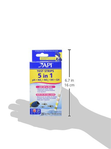 API 5-in-1 Test Strips Freshwater and Saltwater Aquarium Test Strips 25-Count Box - size: 25-Count