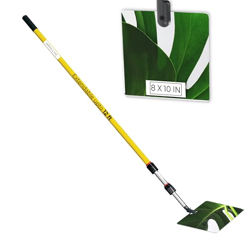 Inspection Mirror - Telescoping Heavy Duty, Lightweight & Durable, 4 ft - 12 ft Pole, 8 x 10 inch Acrylic Mirror - size: 8 x 10 inch Acrylic Mirror, style: 4 ft - 12 ft Pole