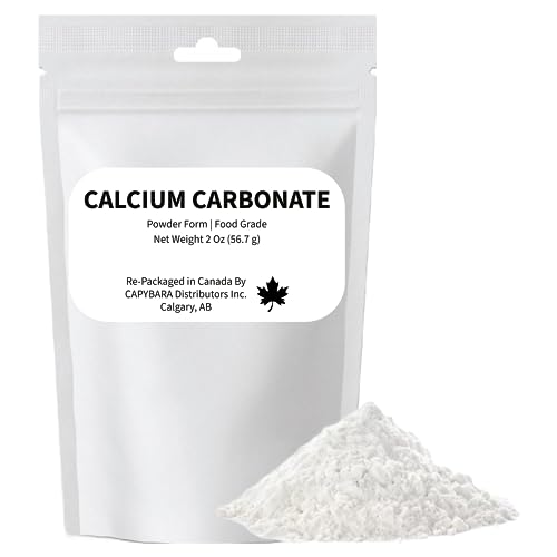 Calcium Carbonate Powder 2 Oz (56.7 g) - Sold by CAPYBARA Distributors Inc. | Food Grade, Ideal for Winemaking, Brewing, Baking, Cooking Juices Jams Preserves