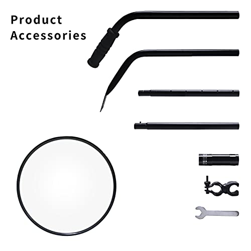 Under Vehicle Inspection Mirror,12 Inch Convex Search Mirror with Adjustable Telescoping Handle and Mirror Angle for Security Check Under Cars, Trucks, Equipments, Over Shelves and Corners