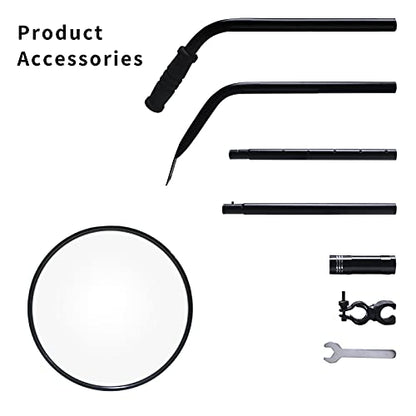 Under Vehicle Inspection Mirror,12 Inch Convex Search Mirror with Adjustable Telescoping Handle and Mirror Angle for Security Check Under Cars, Trucks, Equipments, Over Shelves and Corners