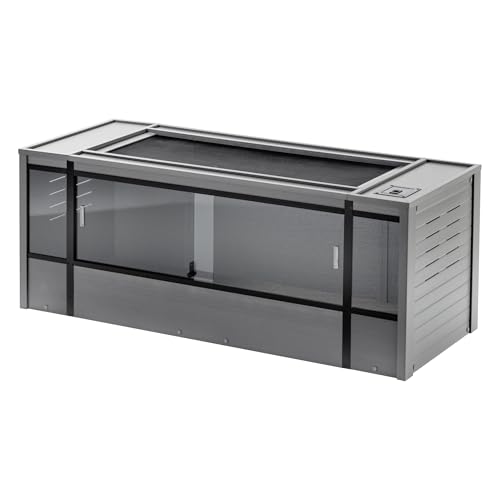 New Age Pet ECOFLEX 60" Wide X-Large Reptile Habitat, Mojave Lounge for Snakes, Tortoises & Lizards in Maple, Black & Grey, Easy Assembly, Sliding Glass Doors & Mesh Top - color: Grey, size: Extra Large
