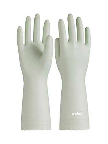 LANON wahoo Cleaning Gloves with Cotton Flocked Liner,Canary Green,Large | Skin-Friendly,Dish Washing,Reusable,Latex Free,DEHP-Free,Non-Slip,Dishwashing Household Kitchen Gloves - color: Canary Green, size: Large (Pack of 1)