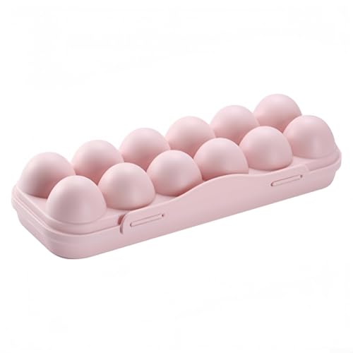 Portable Egg Storage Box With 18 Grids Egg Protector Case Tray Container Secure Egg Transport Outdoor Trips And Activities(12 Pink) - size: 12 Pink