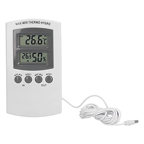LCD Temperature Humidity Monitor Dual Screen Display, High Accuracy ±1% RH ±0.5°C with Memory Function, for Greenhouse Garden Wine Cellar Refrigerator Camping (182 Characters)