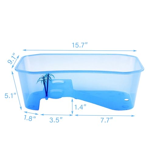 PINVNBY Small Turtle Tank with Basking Platform,2 PCS Plastic Turtles Tank with Artificial Tree,Hermit Crab Habitat Terrariums Easy to Clean,Durable,Safe(Blue) - color: Blue, size: 【2 PCS】