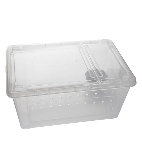 OMEM Portable Reptile Terrarium Habitat for Mini Pet Houses Breathable Holes Stackable Container (L) - size: 1PCS-Clear-L