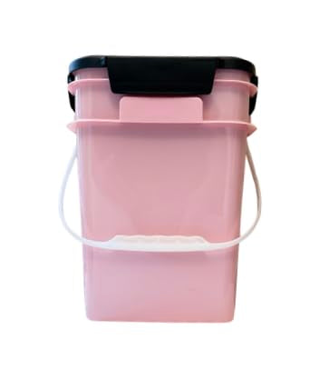 4 Gallon Square Food Grade Bucket Pail with Plastic Handles and Lid (Pack of 3) Made in USA containers (Pink - Black lids) - color: Pink - Black Lids