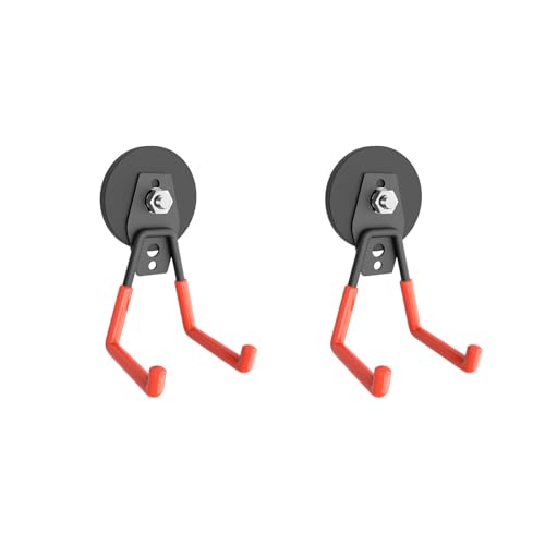 Magnetic Garage Hook, Heavy Duty Garage Storage Magnetic Hooks Steel Tool Hangers for Garage Wall Utility Magnet Hooks and Hangers Indoor & Outdoor Hanging Garden Tools (2 Pack) - style: ML/2 pack 16-80lbs