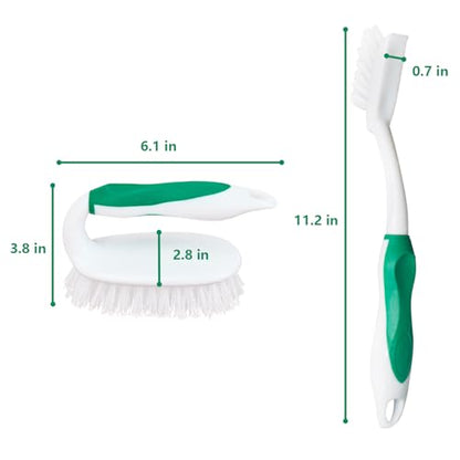 Scrub Brush Set, 4 Pack Deep Cleaning Brush Kit, Green | 2 Scrub Brush, 2 Tile & Grout Brush with Built-in Scraper, Household Commercial Scrubber for Floor, Shower, Pool Wall, Tub - color: Green