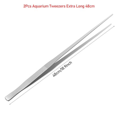 18.9 inch Aquarium Tweezers, Extra Long Feeding Tongs, Stainless Steel Aquascaling Tools for Fish Aquariums, Terrariums, Reptile Snake Feeding and Care(2 Pcs)