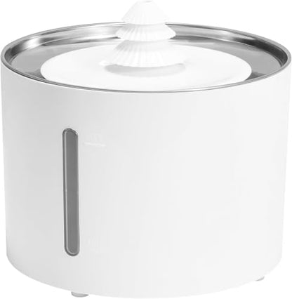Amazon Basics Large Capacity Pet Water Fountain with Stainless Steel Top, Ultra Quiet, Easy to Clean, BPA Free, 3L, White, 3 Filters Included (Pack of 8) - size: 0.8 gal (Pack of 8), style: Water Fountain