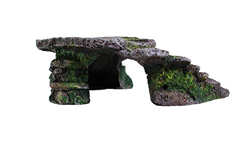 PENN-PLAX Reptology Shale Scape Step Ledge – Decorative Resin for Aquariums & Terrariums – Great for Reptiles, Amphibians, and Fish – Small - size: Small