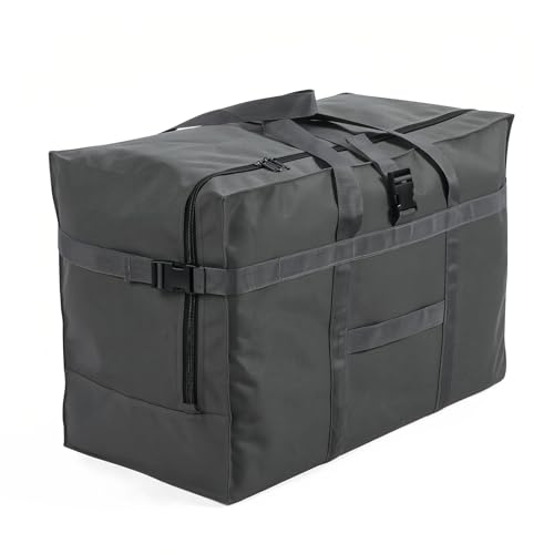 Large Duffel Bag, Waterproof Carry on Weekend Overnight Storage Bag over Luggage for Airline, Travel, Camping, Moving - color: 120L-Dark Grey