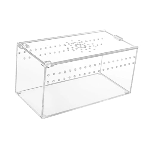 Reptile Terrarium Breeding Box Ventilated Container Enclosure for Lizards Terrapin Crayfish Snake- 20.3cmx10.2cmx10.2cm