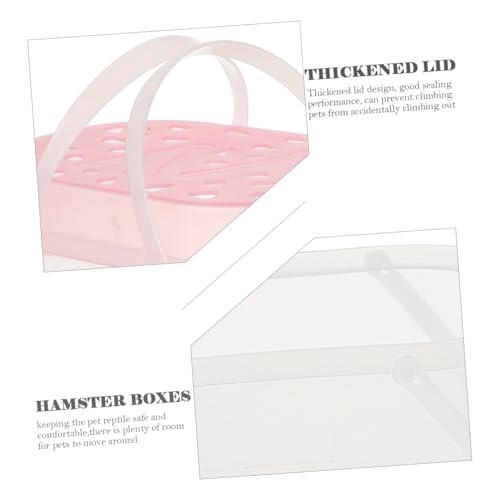 2pcs Small Pet Cages and Reptile Containers Portable Turtle Carrying Cases Medium Pink Handheld Outdoor Travel Hamster Boxes