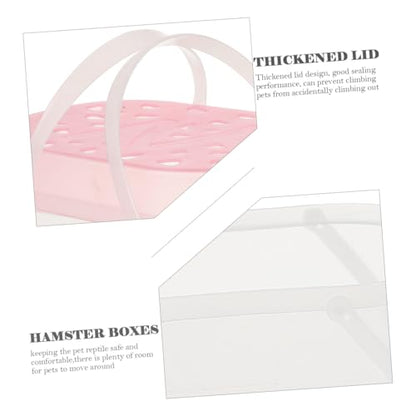 2pcs Small Pet Cages and Reptile Containers Portable Turtle Carrying Cases Medium Pink Handheld Outdoor Travel Hamster Boxes