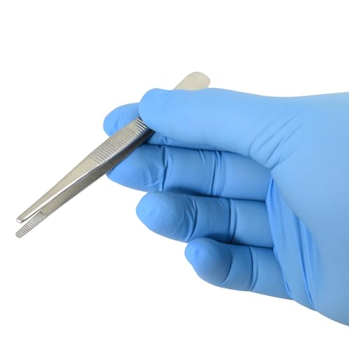 4" Thumb Dressing Forceps, Mulipurpose Tweezer Stainless Steel, Serrated Tip Straight, Aquascaping, Reptile Feeding, Crafts, Tissue Handling Forceps - size: 4"