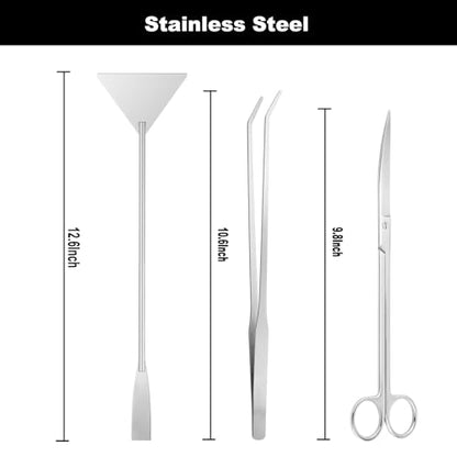 Carefree Fish Aquarium Gravel Cleaner 15~30In Multi-Functional Syphon Feeding Tube Upgraded Turkey Baster Stainless Steel Long Tweezers Long Scissors Long Base Leveling Shovel