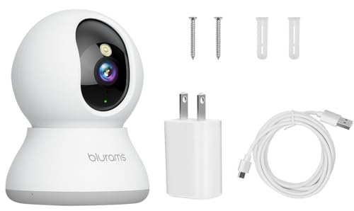 Security Camera 2K, blurams Baby Monitor Dog Camera 360-degree for Home Security w/Smart Motion Tracking, Phone App, IR Night Vision, Siren, Works with Alexa & Google Assistant & IFTTT, 2-Way Audio - color: White-1Pack
