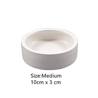 Reptiles Bowl Ceramics Dish 3.9 x 1 inch Round Feeder Anti-Escape Dubia Roach Breadworm Plate with Deep Edge for Lizard Gecko Tortoise (M)