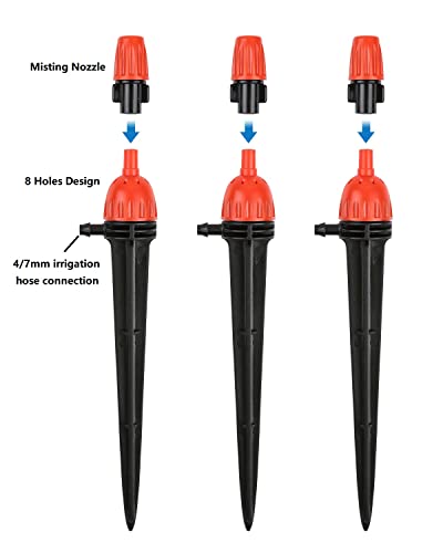25pcs 1/4" Drip Irrigation Emitters for Garden Drip Irrigation System | Adjustable 360 Degree Water Flow Dripper,Water saving Irrigation Sprayers for Flowerbed,Vegetable,Garden Plants Watering - size: 25pcs Misting+Spraying Drippers