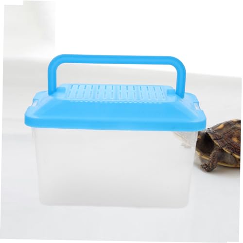 3pcs Portable Handheld Fish Tank Transparent Reptile Aquarium Box for Turtles and Hamsters Creative Feeding Box for Pet Cleaning Color Lid
