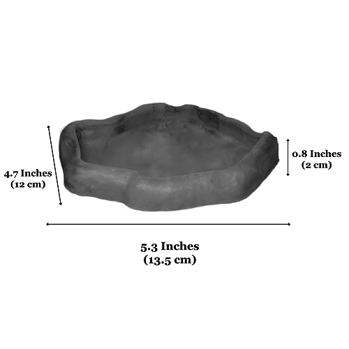 SunGrow Leopard Gecko Water Bowl, Hermit Crab Bathing Pool, 5 x 5.5 Inches, Reptile Food Bowl and Supplies, Water Dish and Climber, Charcoal Color, 1 Pc/Pack