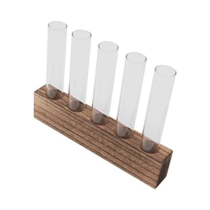 Pssopp Plant Propagation Station Glass Test Tube Plant Terrarium with Wooden Stand for Home Decor Office Living Room Garden (5 Tubes) - size: 5 Tubes