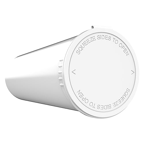 60 Dram CR Plastic Packaging Pop Top Containers - Child Resistant Travel Holder Vial Bottles - 75 qty (White) - color: White