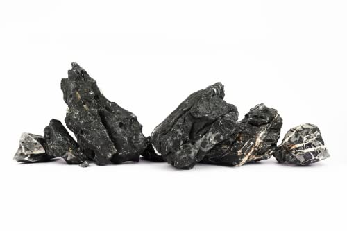 Dark Seiryu Stone Aquascaping Rock 36lb Planted Aquarium Iwagumi | Dark veined texture; iwagumi, planted aquascape - size: 09 Dark Seiryu Stones(3-11inch,36lbs)