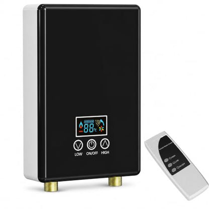 Tankless Electric Water Heater, 240V 6500W On-Demand Instant Hot Water Heater with Digital Display & Remote Control, Point-of-Use Under Sink for Kitchen, Laundry, RV, Bathroom - color: Black