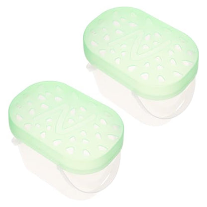 2pcs Medium Green Hamster Cases Plastic Reptile Containers with Handle Outdoor Small Pet Carriers Travel Boxes for Turtles and Small Animals