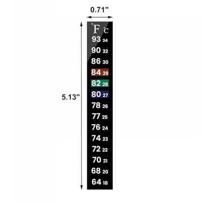AQUANEAT 6 PCS Aquarium Thermometer Strips, Fish Tank Thermometer Sticker, Terrarium Water Temperature Test (5.13" x 0.71") - size: 5.13" x 0.71"